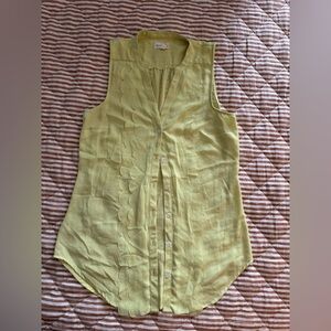 Anthropologie - Lime Chartreuse scalloped top